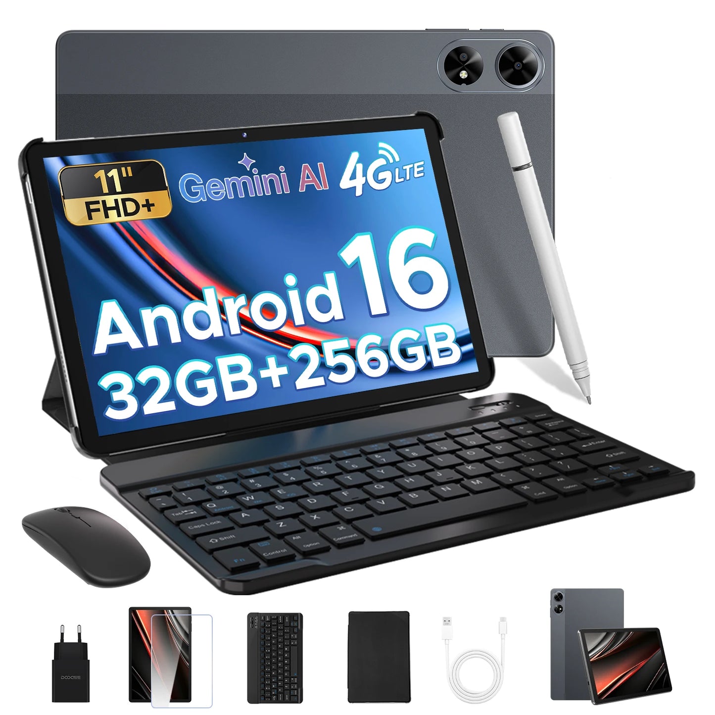 DOOGEE Tab G6+ Tablet 11 inch Android 16 Gemini Al FHD+ Display 8000mAh Battery 32GB+256GB Widevine L1 Dual Speakers Sim Pad PC