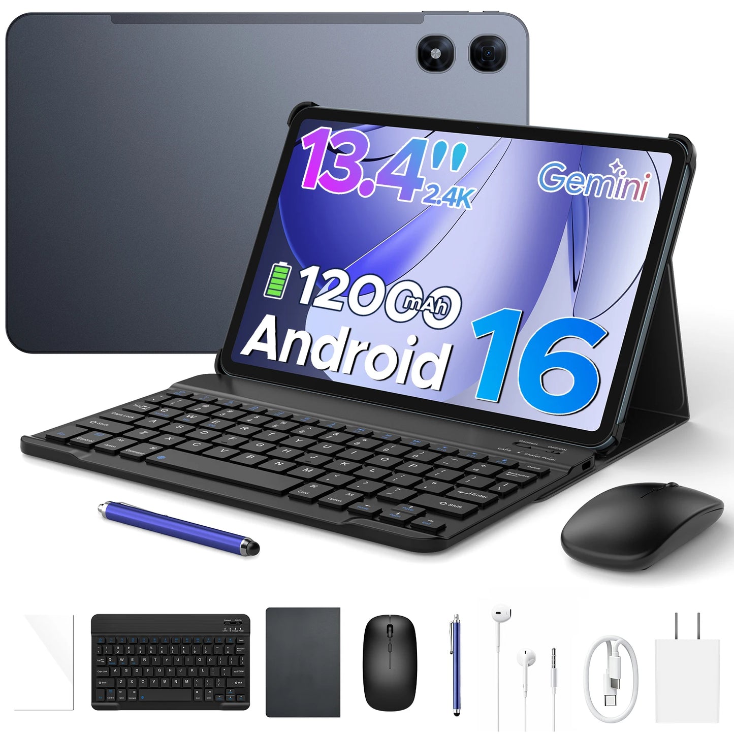 Aorlym P13 Pro Tablet 13 inch Android 16 12000mAh Battery Gemini AI 13.4" 120Hz 48GB RAM(12+36) 256GB ROM Widevine L1 2 in 1 PC