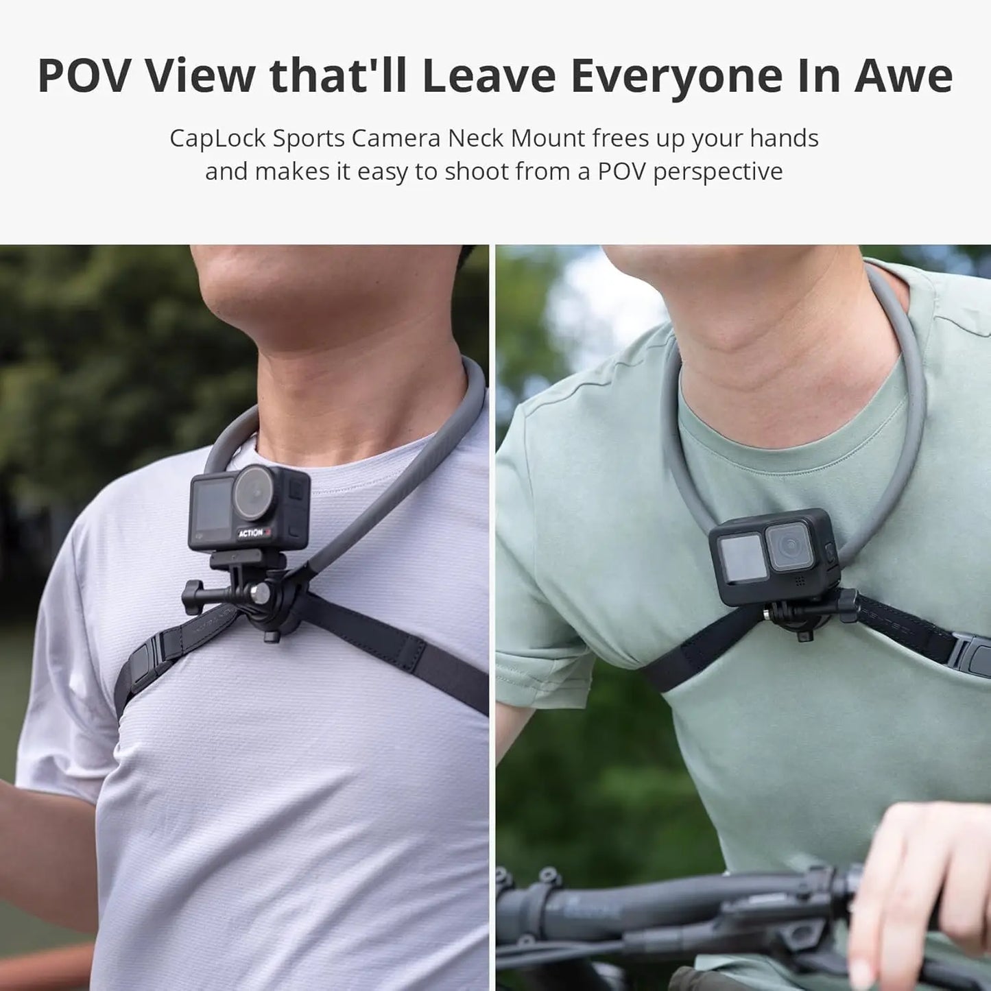 PGYTECH Caplock Neck Hold Mount Chest Mount For GoPro 12/11/10 Insta360/DJI Osmo Action Silicone Action Camera/Phone Accessories