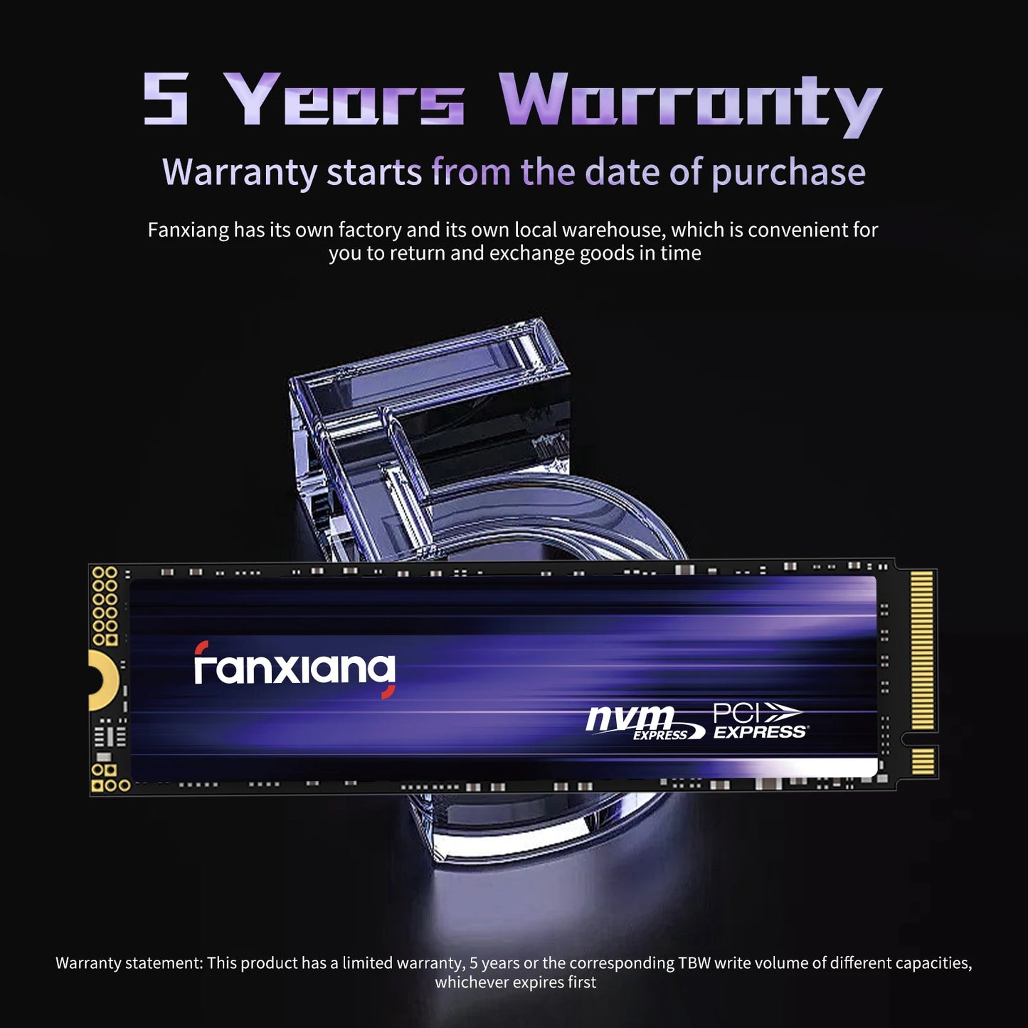 Fanxiang M.2 NVMe SSD PCIe Express drive with purple-blue design and visible Fanxiang logo