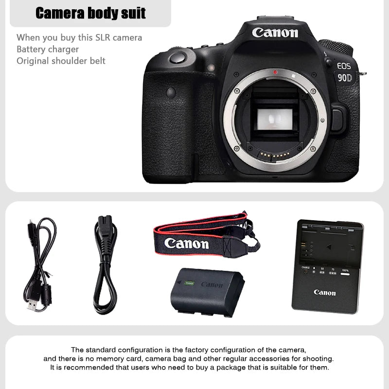 NEW Canon EOS 90D DSLR professional 4K high-definition digital camera 32.5 megapixel video recording camera with flip touch scre