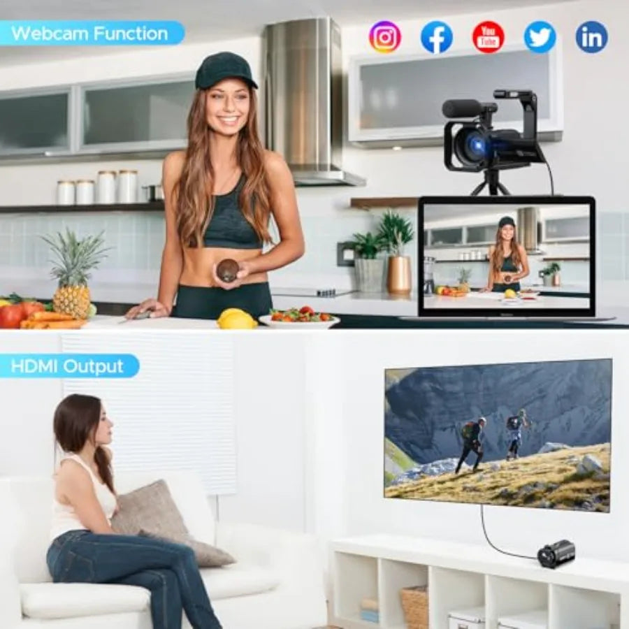Vlogging camera for YouTube, 5K video and 56MP dual lens, black aluminum body, 3 270 flip touch screen, 16X zoom, night vision,