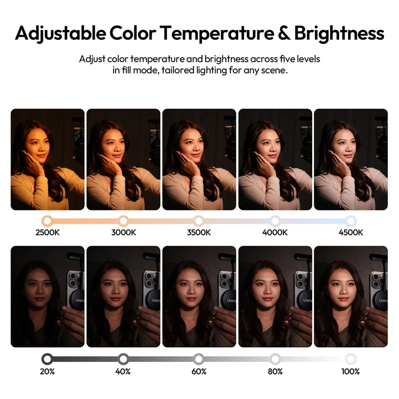 Ulanzi M10 Magnetic Flexible Phone Light 5-Level Color Temperature Brightness Adjustable for Smartphone Livestreaming Vlog Shots ***SHIPS FROM CHINA***