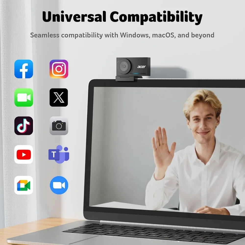 4K Webcam with Sony Sensor, PDAF Autofocus, Dual Mics, Privacy Cover, Plug & Play for PC/Mac