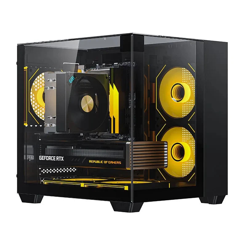 Yeah Magic CUBE MATX PC Case 270° Panoramic View Ultra-Clear Triple-Glass Showcase Design Supports up to 5 Fans