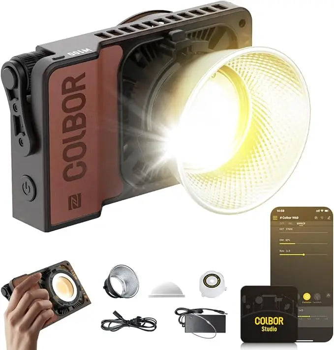 COLBOR W60 W60R W100 W100R 60W 100W COB LED Light Photography Lighting Handheld Portable Pocket Light for Outdoor Shooting SYNCO