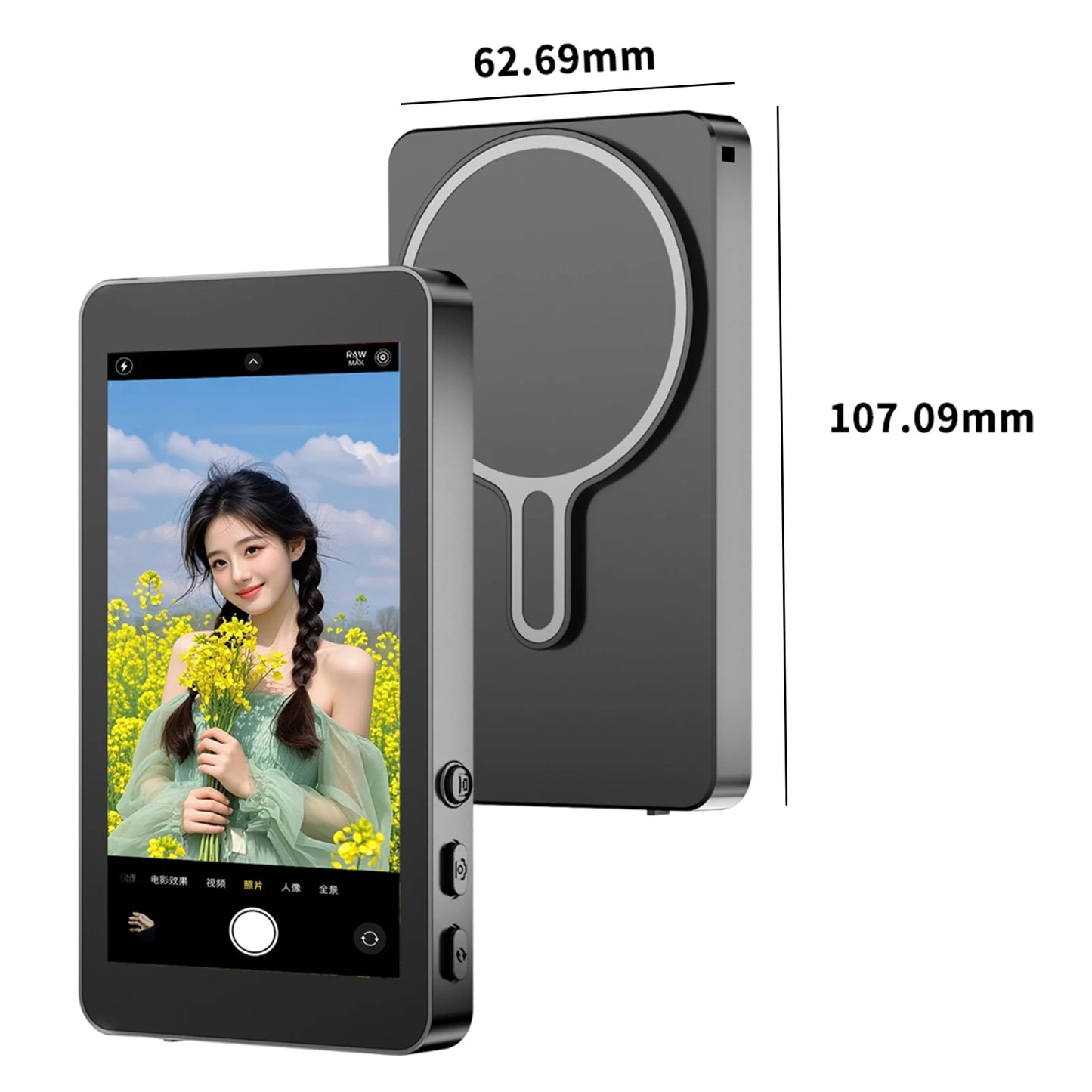 Magnetic Phone Vlog Selfie Monitor Screen Back Camera Monitor Rear Camera Monitor Screen for Selfie Vlog Live Stream