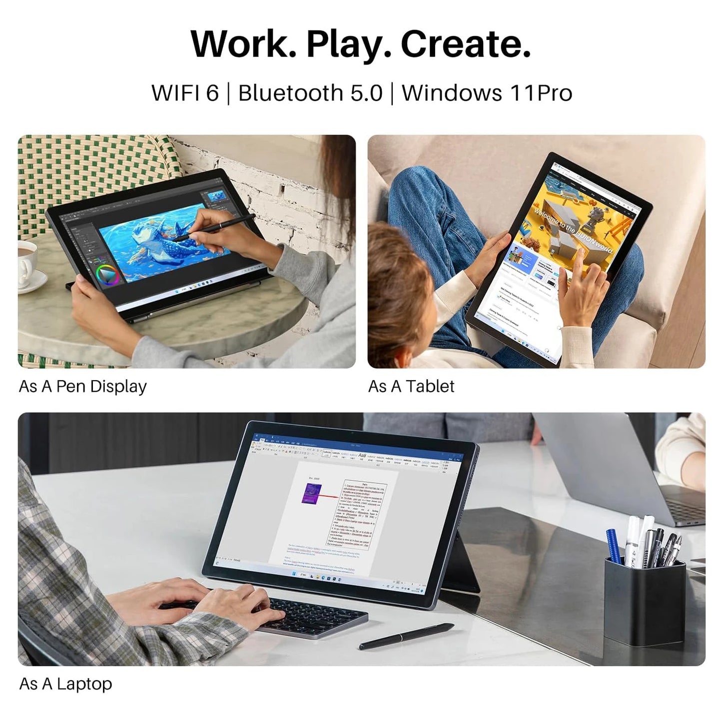 Huion Kamvas Studio 16 Tablet 15.8 Inch Independent Graphics Tablet Computer 2.5K Finger TouchScreen 512G SSD 16GB RAM Laptop