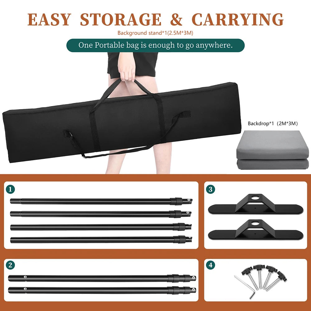 Adjustable Aluminum Double Crossbar Backdrop Stand for Studio Photography