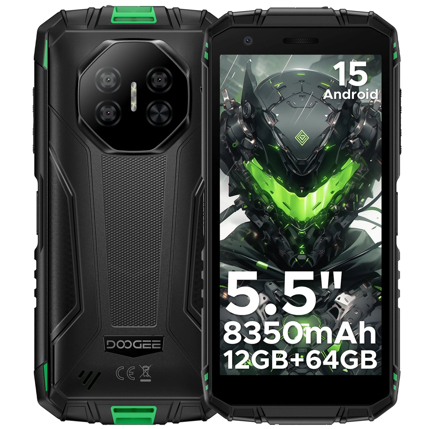 DOOGEE Fire 3 Rugged Phone 8350mAh Battery 5.5'' Display 12GB RAM (3GB+9GB)+64GB ROM Android 15 Smartphone Widevine L1 Cellphone