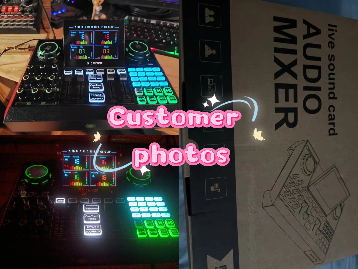 Tenlamp G10 Live Sound Card and Audio Mixer with XLR