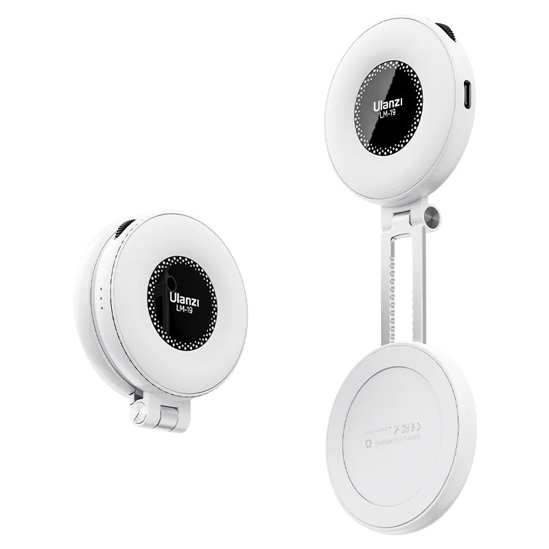 Ulanzi LM19 MagSafe Video Light Bi-Color Selfie Light for iPhone 16 15 14 Pro Max Flip Fill Light As Phone Stand for Video Vlog