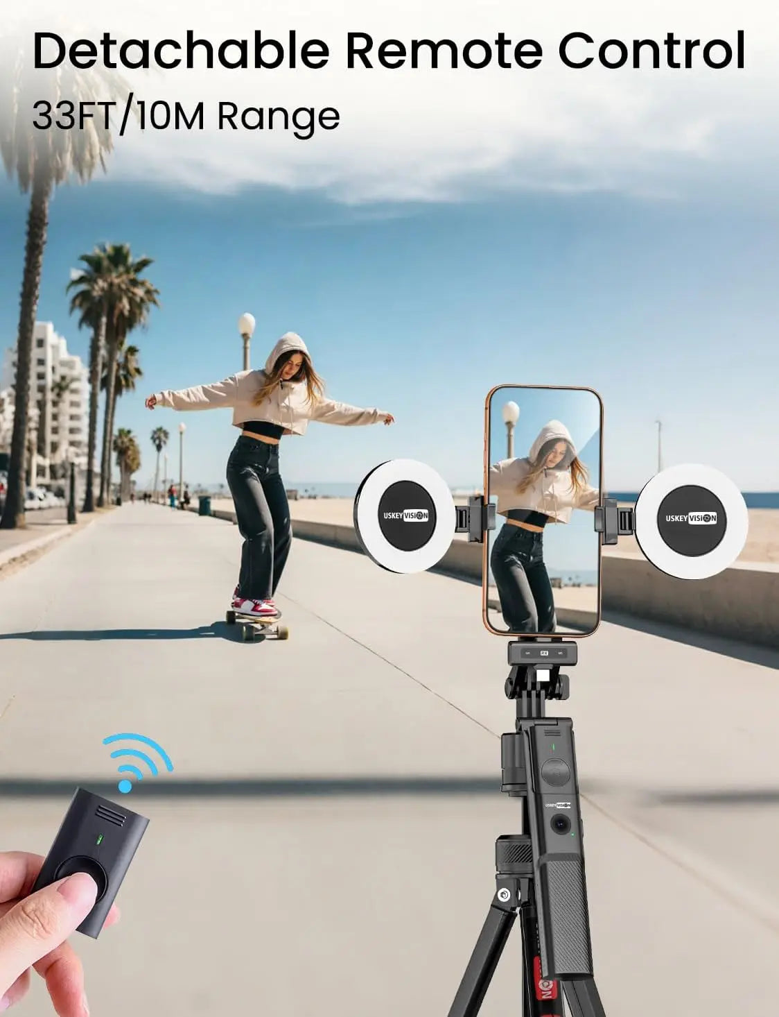 Vlogging Kit with Remote, Auto Face Tracking Tripod for iPhone, Wireless Lavalier Microphone, YouTube Starter Kit