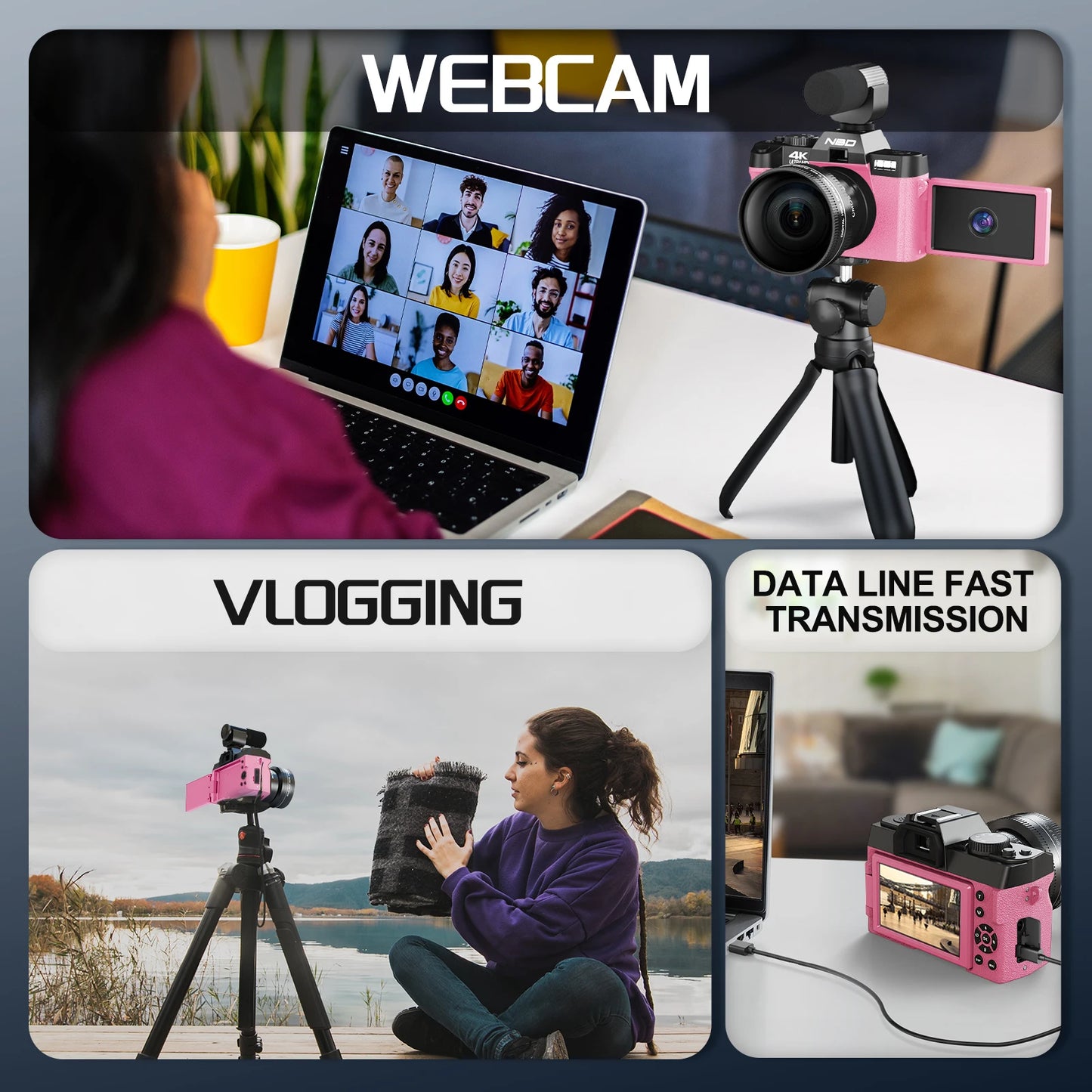 Professional Digital Camera NBD 4K Vlog Video Compact Camera with App Control WebCam Vintage Recorder YouTube