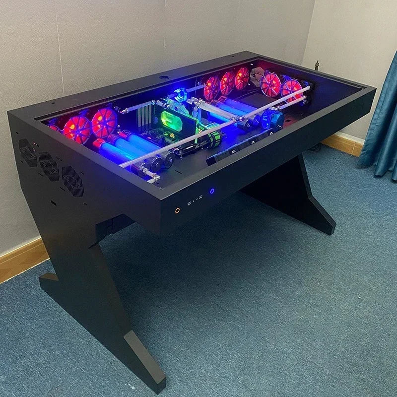 Tempered Glass Side Panel Desk RGB PC Case And Desk Two In One Combo Computer Case Tower Gaming Table ** Ships From China**