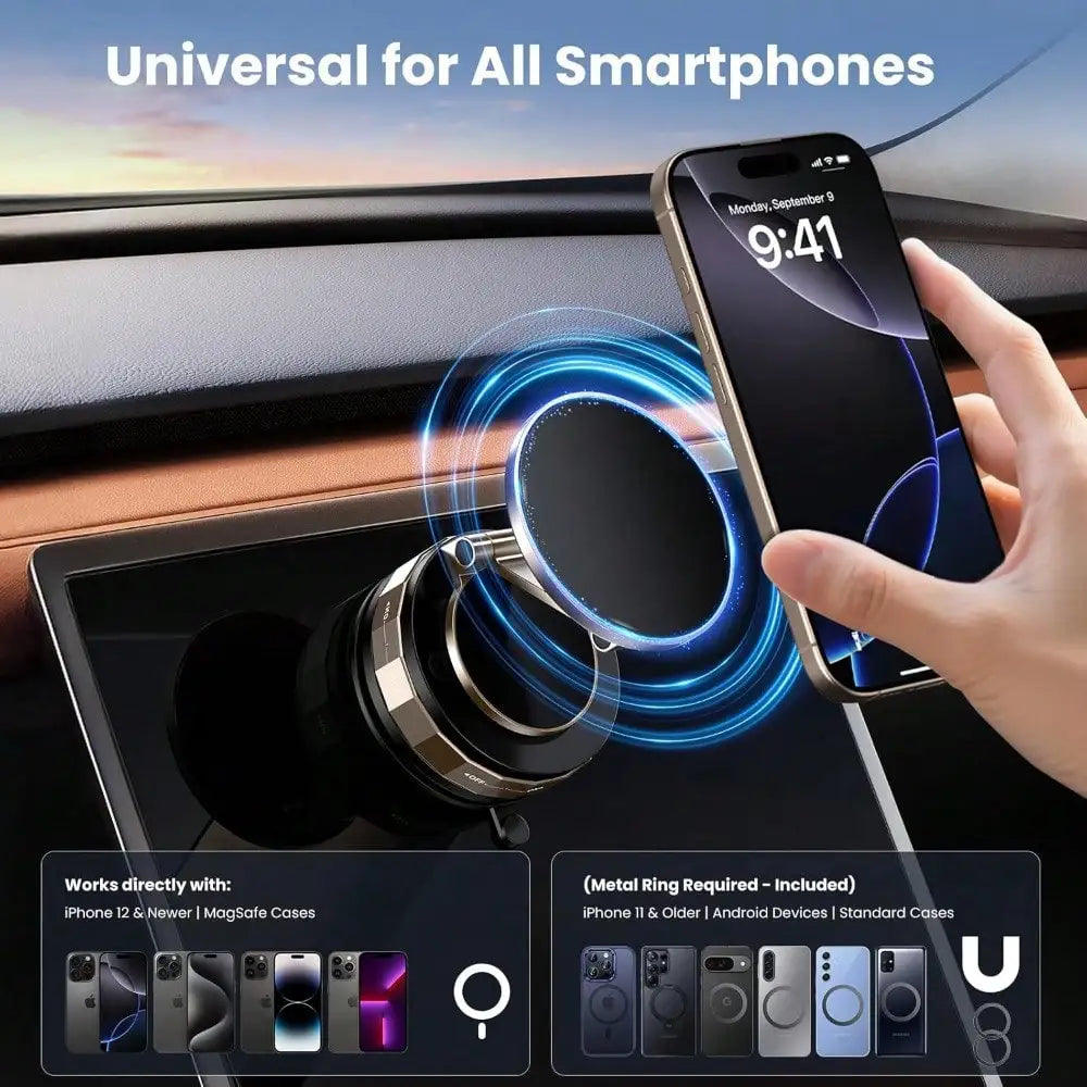 Vacuum Magnetic Phone Holder - Upgraded 360° Adjustable Nano Gel Suction Cup Phone Holder for MagSafe,