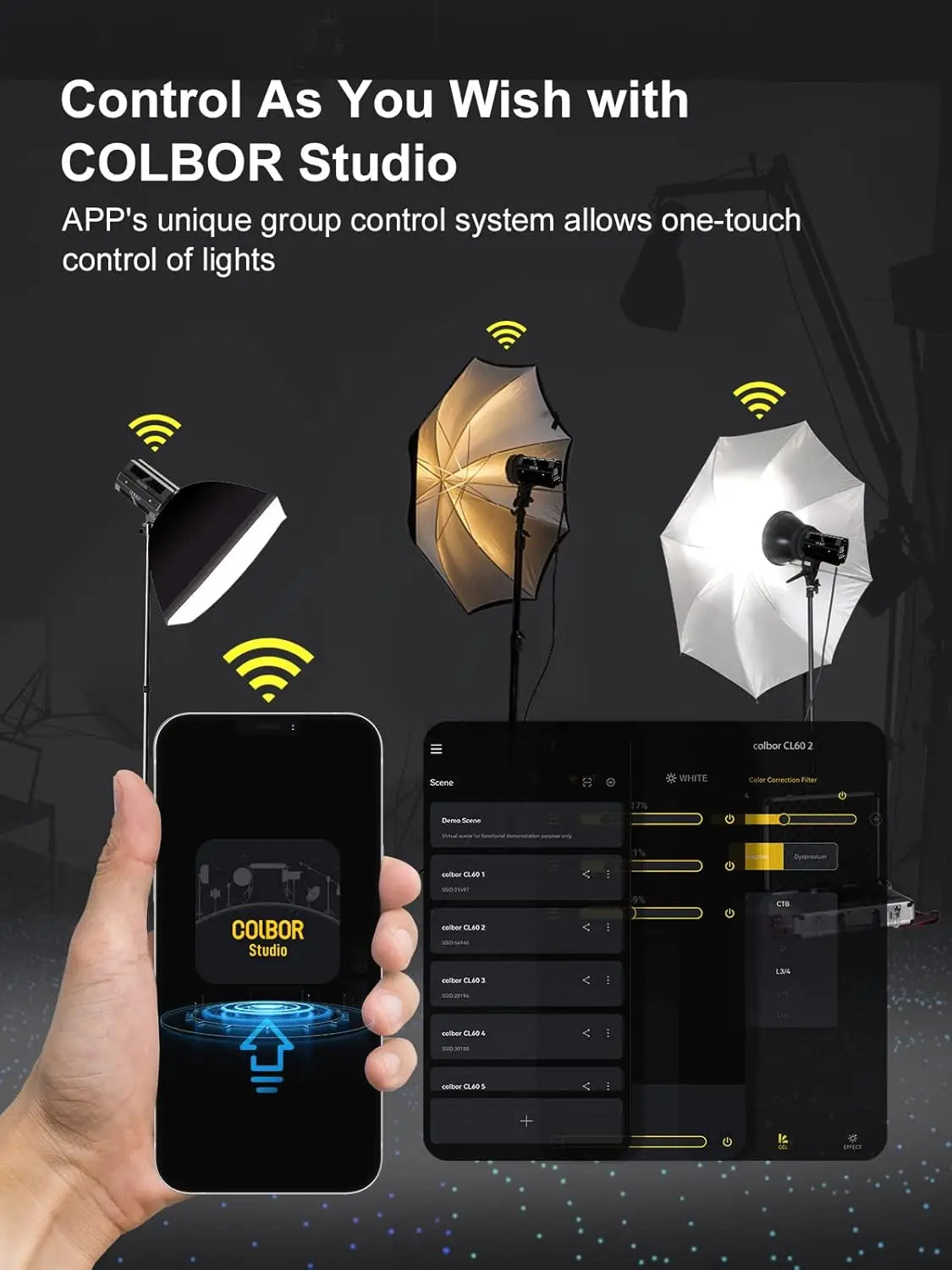 SYNCO COLBOR CL100X 110W Bi-Colour Video Light 2700K-6500K COB Continuous Light Aluminium Bowens Mount App Control 10 Light