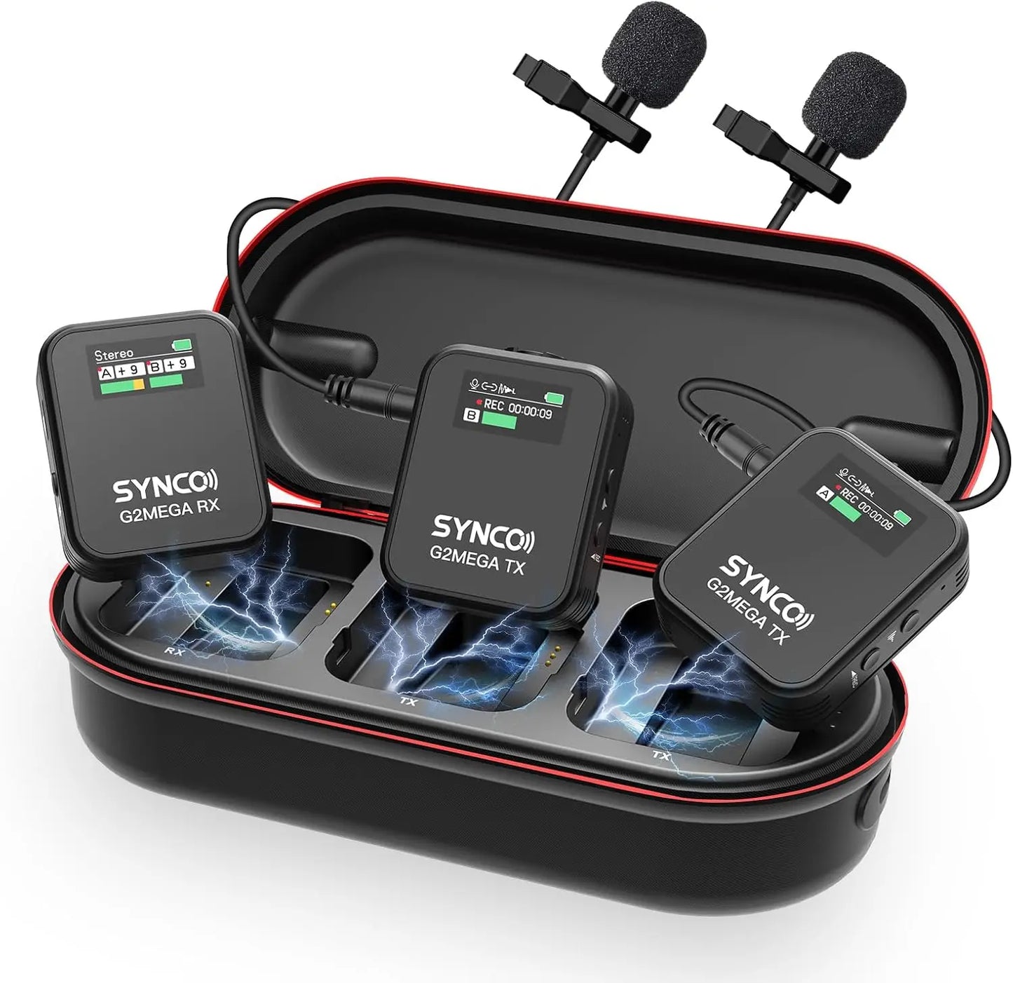 SYNCO Wireless Lavalier Microphone, G2(A2) MAX 2.4G Dual Transmitter Recording 200m 8H for Online Class Vlog Stream YouTube