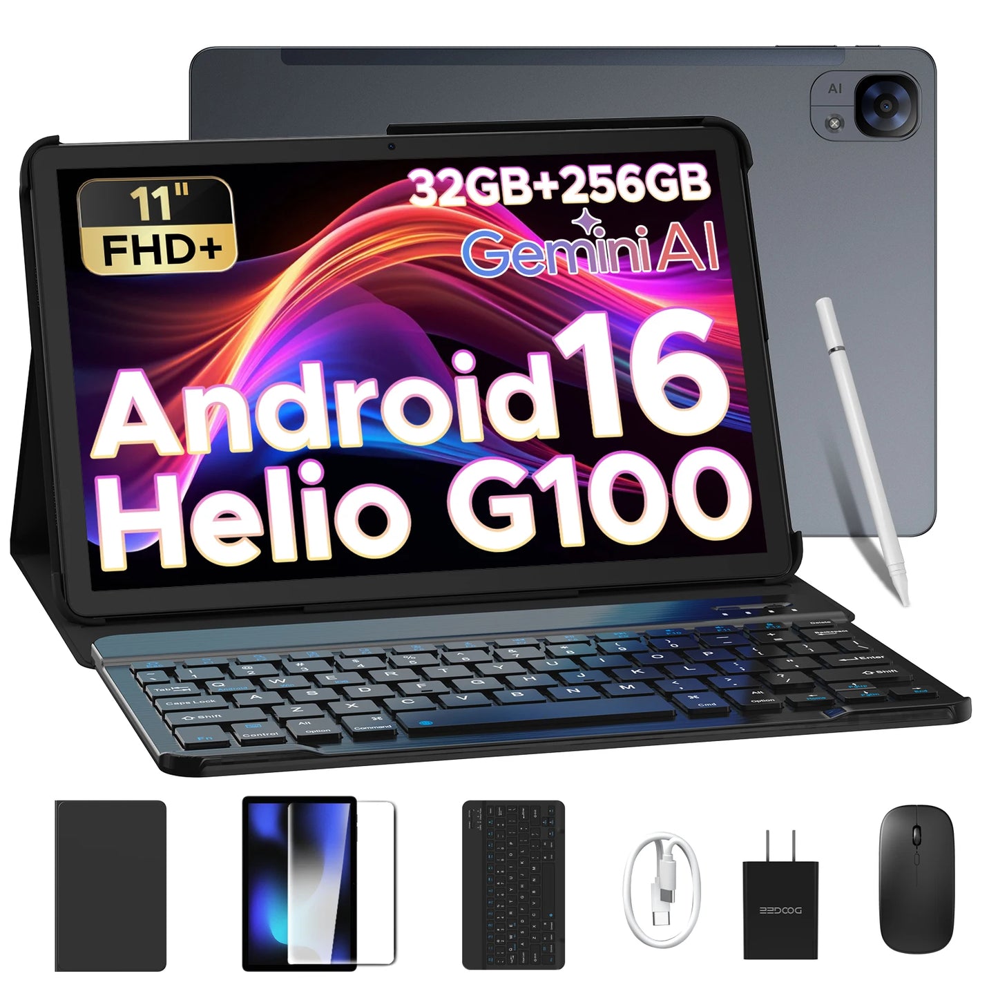 DOOGEE Tab E3 Tablet 11 inch Android 16 FHD+90Hz Display 7.5mm Ultra-thin 8GB+256GB 8800mAh Battery 13MP+5MP Dual Speaker SIM PC