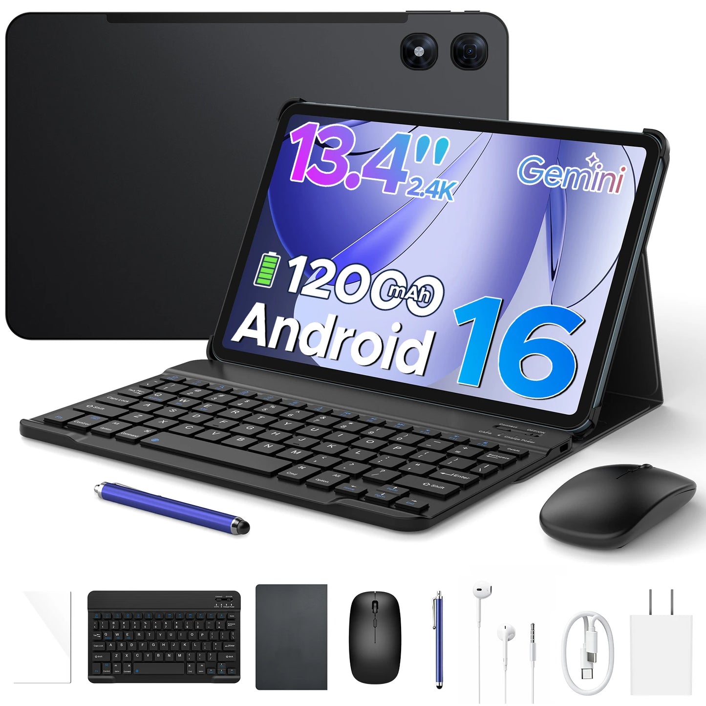 Aorlym P13 Pro Tablet 13 inch Android 16 12000mAh Battery Gemini AI 13.4" 120Hz 48GB RAM(12+36) 256GB ROM Widevine L1 2 in 1 PC