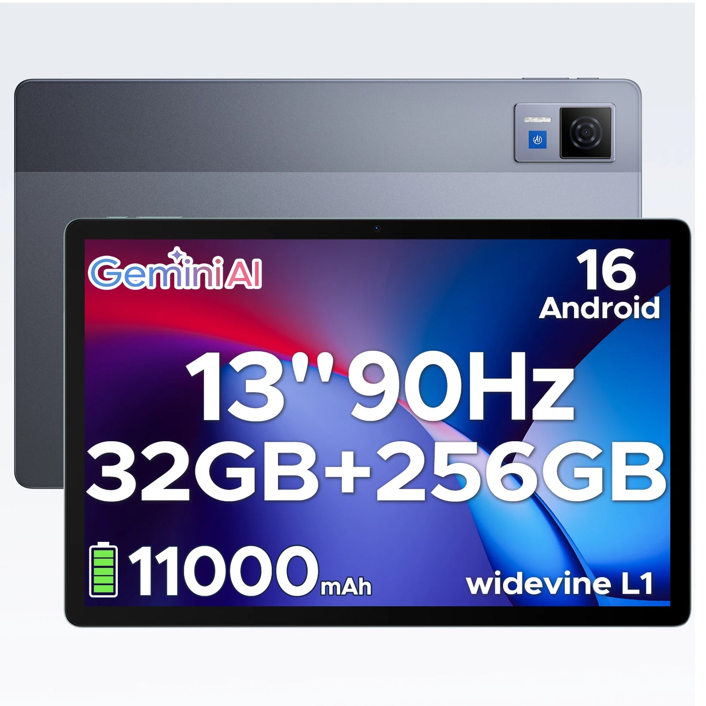 DOOGEE U13 Tablet 13 Inch Android 16 7.5mm Ultra-thin 13''FHD+IPS Screen 90Hz Gemini AI 32GB+256GB 11000mAh Large Battery Pad PC