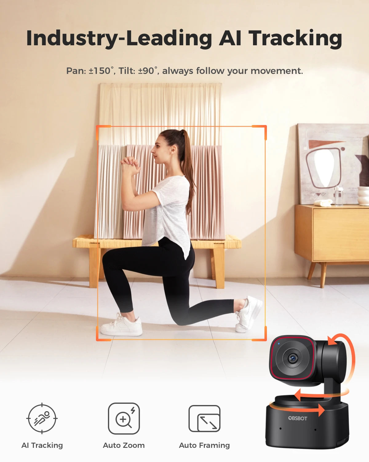 OBSBOT Tiny 2 Lite 4K Webcam for PC, AI Tracking PTZ Streaming Camera with 1/2" Sensor, Gesture Control, 60 FPS, HDR, Microphone **Ships from China**