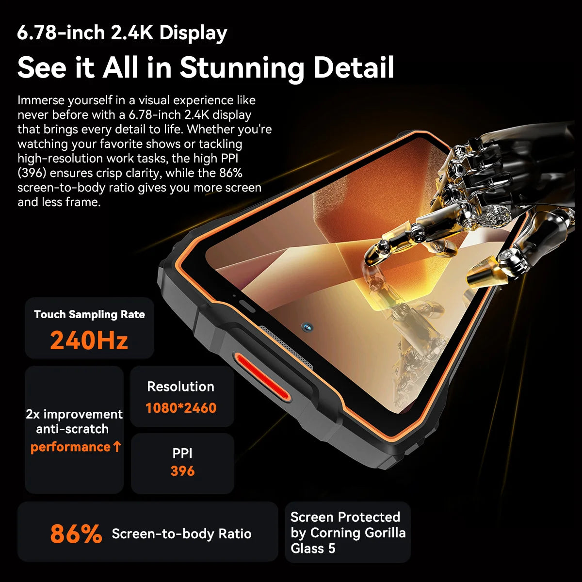 Blackview BL7000 5G Rugged Smartphone, 6.78'' 120Hz Display, 24GB+256GB/2TB Android 15 Rugged Phone, 50MP+20MP AI Camera,7500mAh
