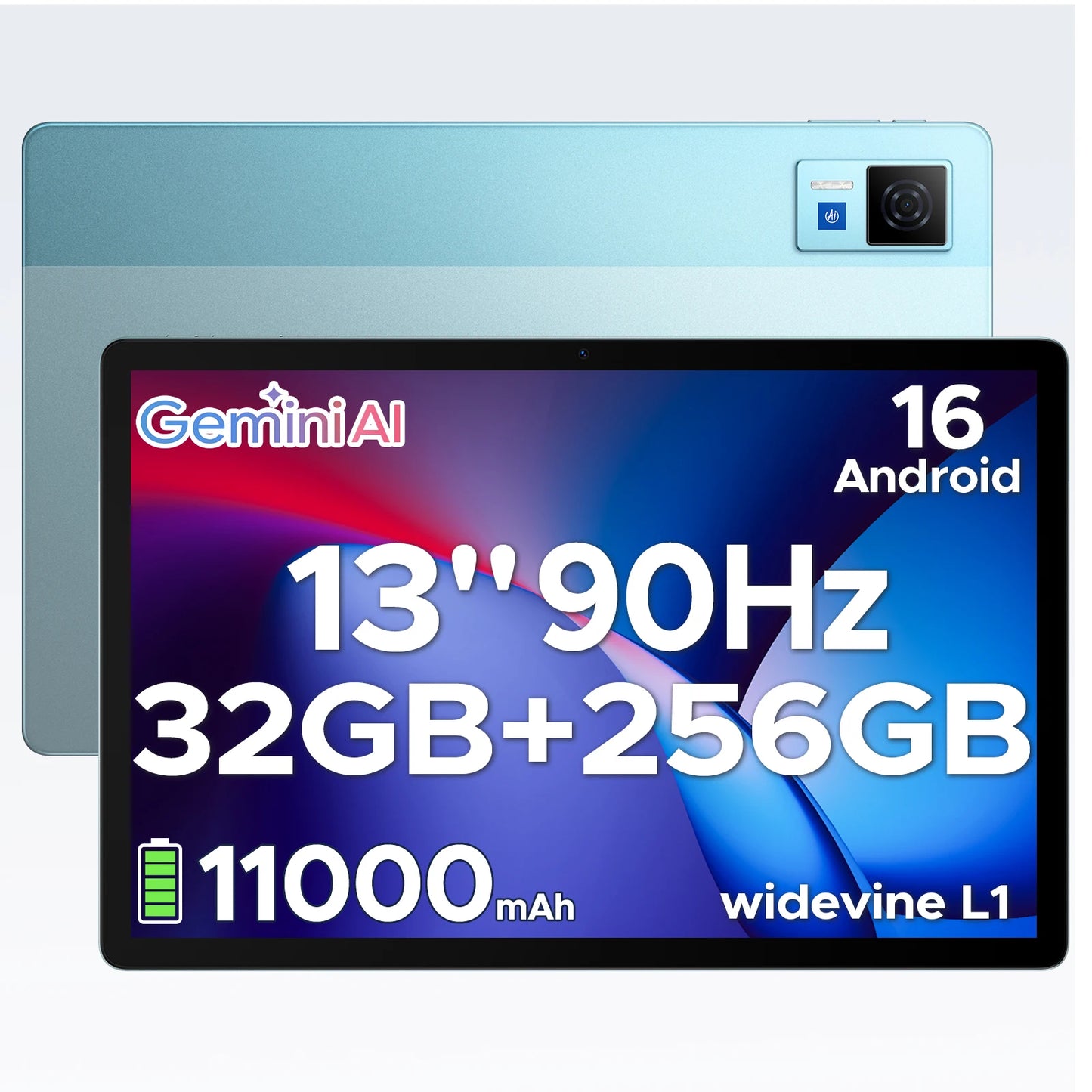 DOOGEE U13 Tablet 13 Inch Android 16 7.5mm Ultra-thin 13''FHD+IPS Screen 90Hz Gemini AI 32GB+256GB 11000mAh Large Battery Pad PC