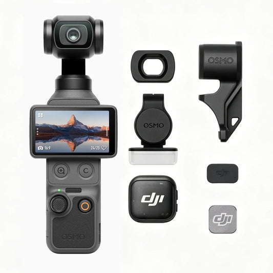 DJI Osmo Pocket 4 Creator Combo 6K Gimbal Camera with Wide-Angle Lens, DJI Mic 3, Battery Handle, Tripod for Vlog