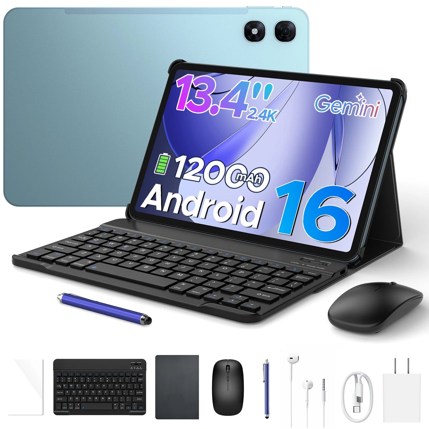 Aorlym P13 Pro Tablet 13 inch Android 16 12000mAh Battery Gemini AI 13.4" 120Hz 48GB RAM(12+36) 256GB ROM Widevine L1 2 in 1 PC