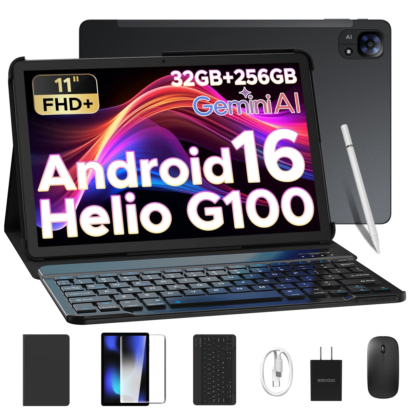 DOOGEE Tab E3 Tablet 11 inch Android 16 FHD+90Hz Display 7.5mm Ultra-thin 8GB+256GB 8800mAh Battery 13MP+5MP Dual Speaker SIM PC