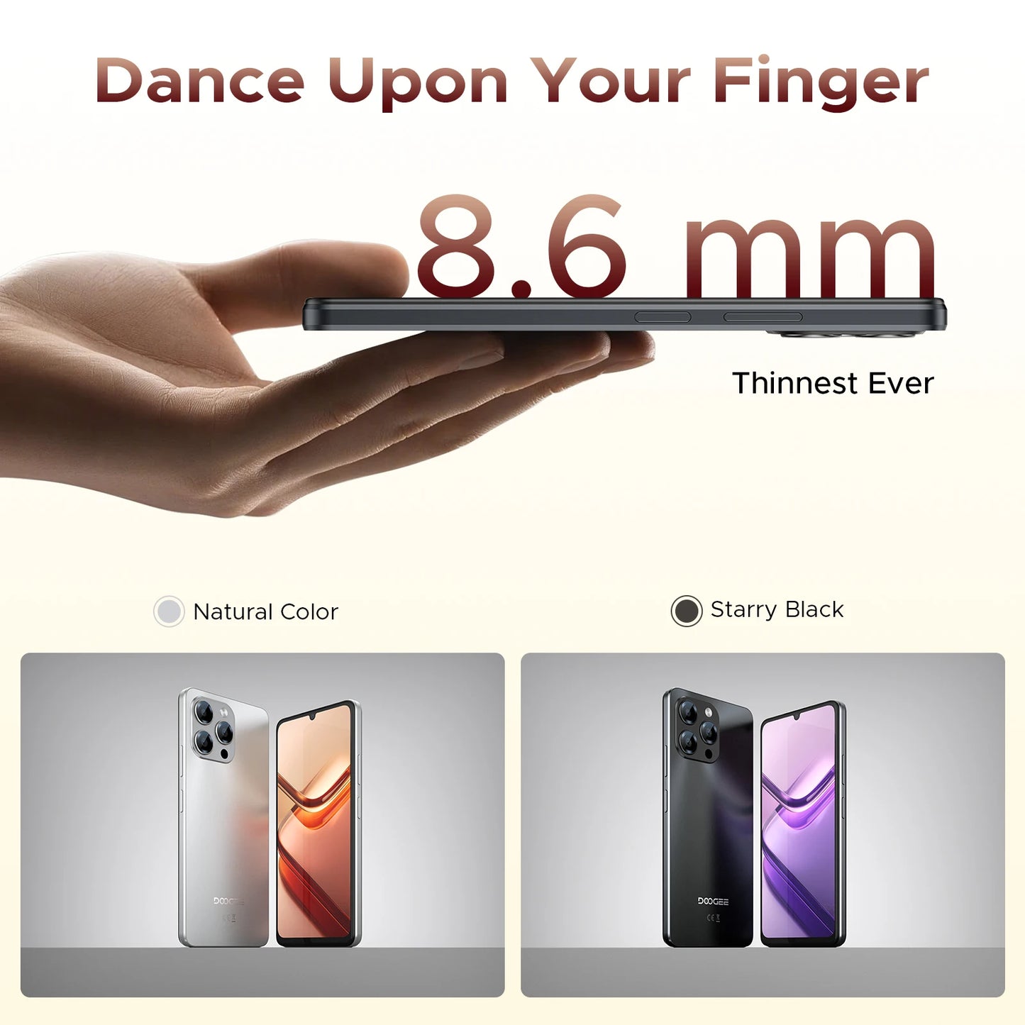DOOGEE Note 58 Smartphone 6.75" HD+ 90Hz Display IPS Screen Android 16 8GB RAM+128GB ROM 6250mAh Battery T7250 Cellphone NFC
