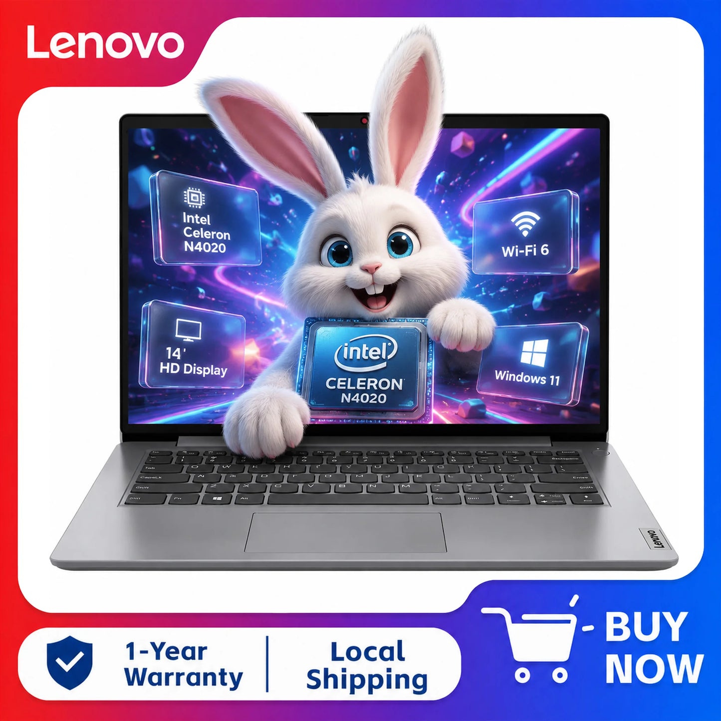 Lenovo IdeaPad 14 Inch Business Laptop Intel Celeron Windows 11 S