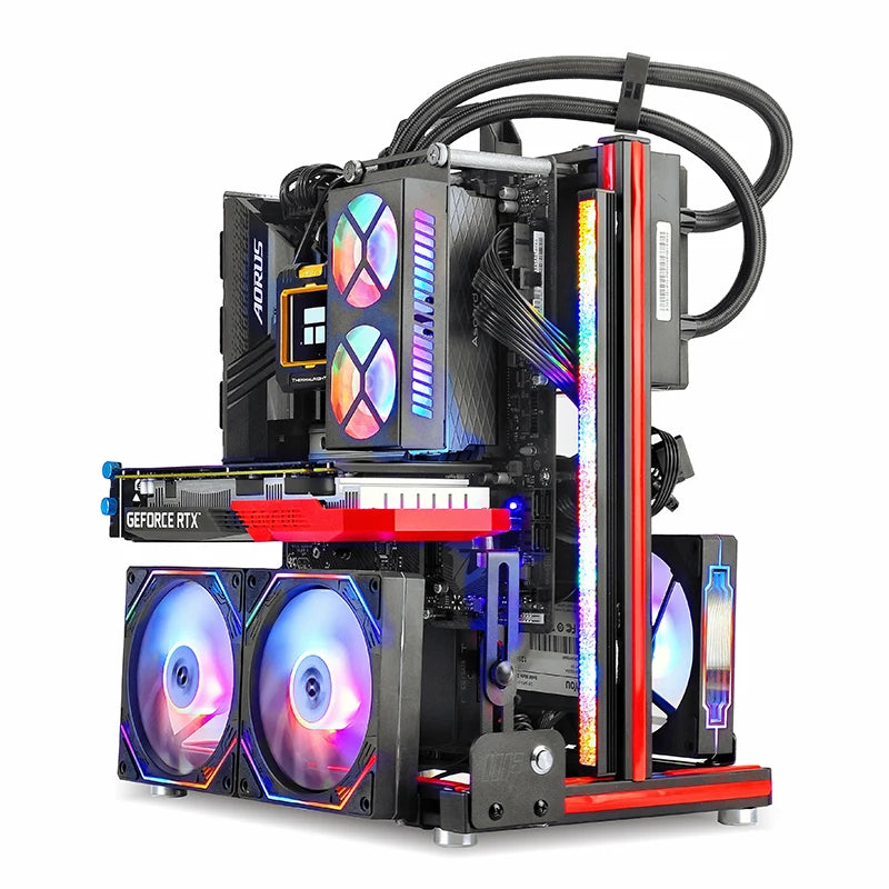 METALFISH BlockCase Aluminum Open Frame Case Support ATX/M-ATX Mainboard GPU Mount Horizontally 240 Water Cooler Gaming Cabinet ** **Ships From China**