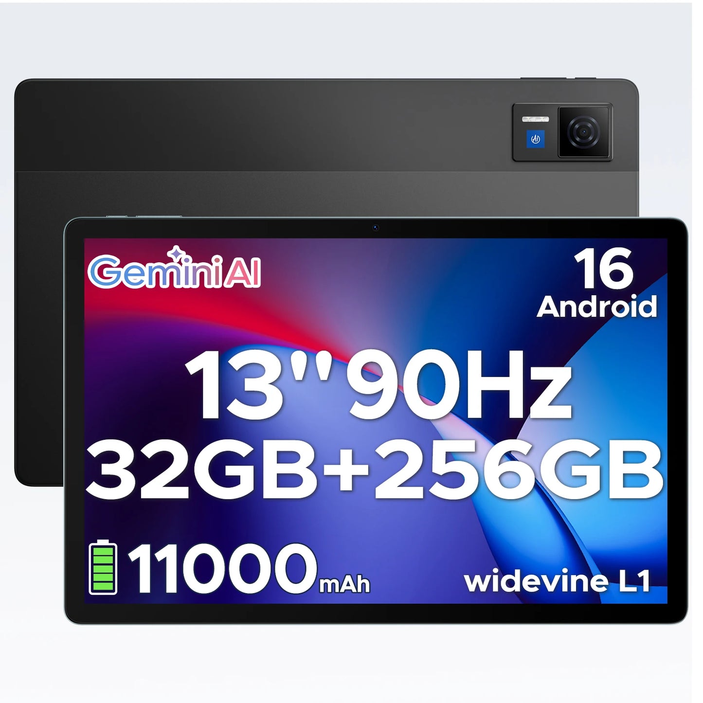 DOOGEE U13 Tablet 13 Inch Android 16 7.5mm Ultra-thin 13''FHD+IPS Screen 90Hz Gemini AI 32GB+256GB 11000mAh Large Battery Pad PC