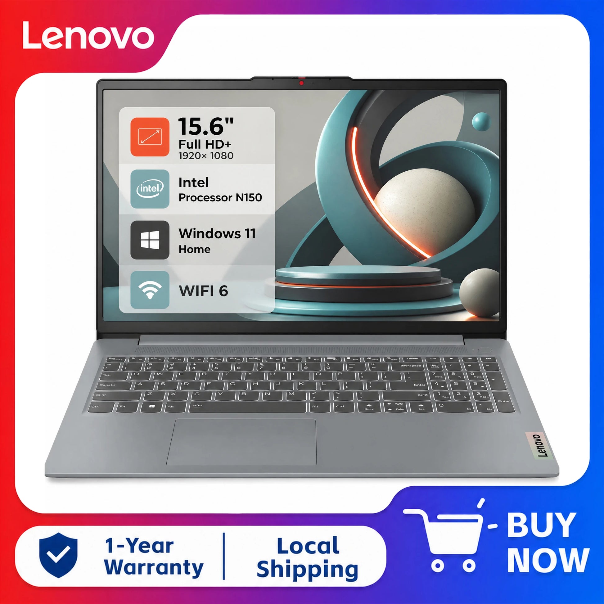 Lenovo IdeaPad Slim 3i 15.6 Fhd Laptop Intel N100 8Gb Ram 128Gb Storage