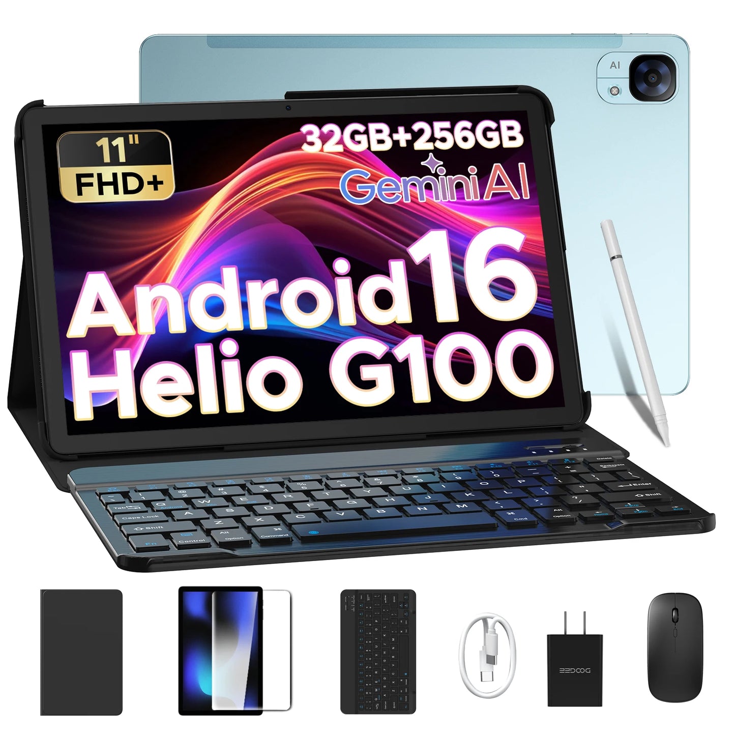 DOOGEE Tab E3 Tablet 11 inch Android 16 FHD+90Hz Display 7.5mm Ultra-thin 8GB+256GB 8800mAh Battery 13MP+5MP Dual Speaker SIM PC