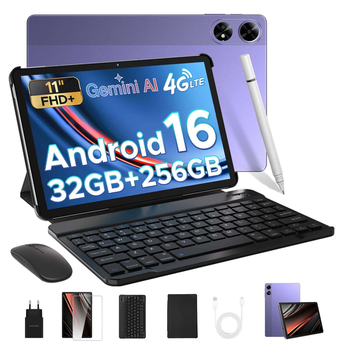 DOOGEE Tab G6+ Tablet 11 inch Android 16 Gemini Al FHD+ Display 8000mAh Battery 32GB+256GB Widevine L1 Dual Speakers Sim Pad PC