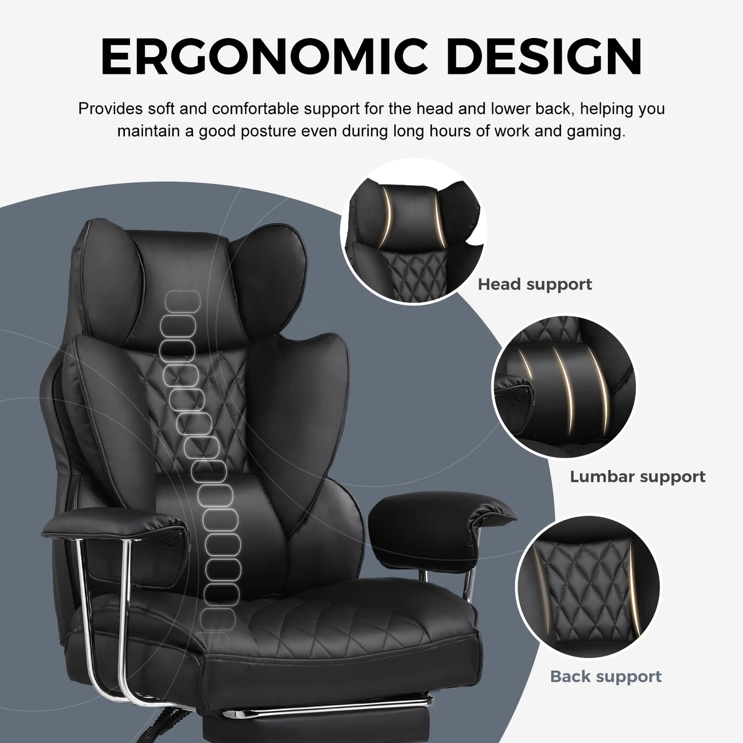Comhoma Big and Tall Gaming Chair with Footrest and Lumbar Support