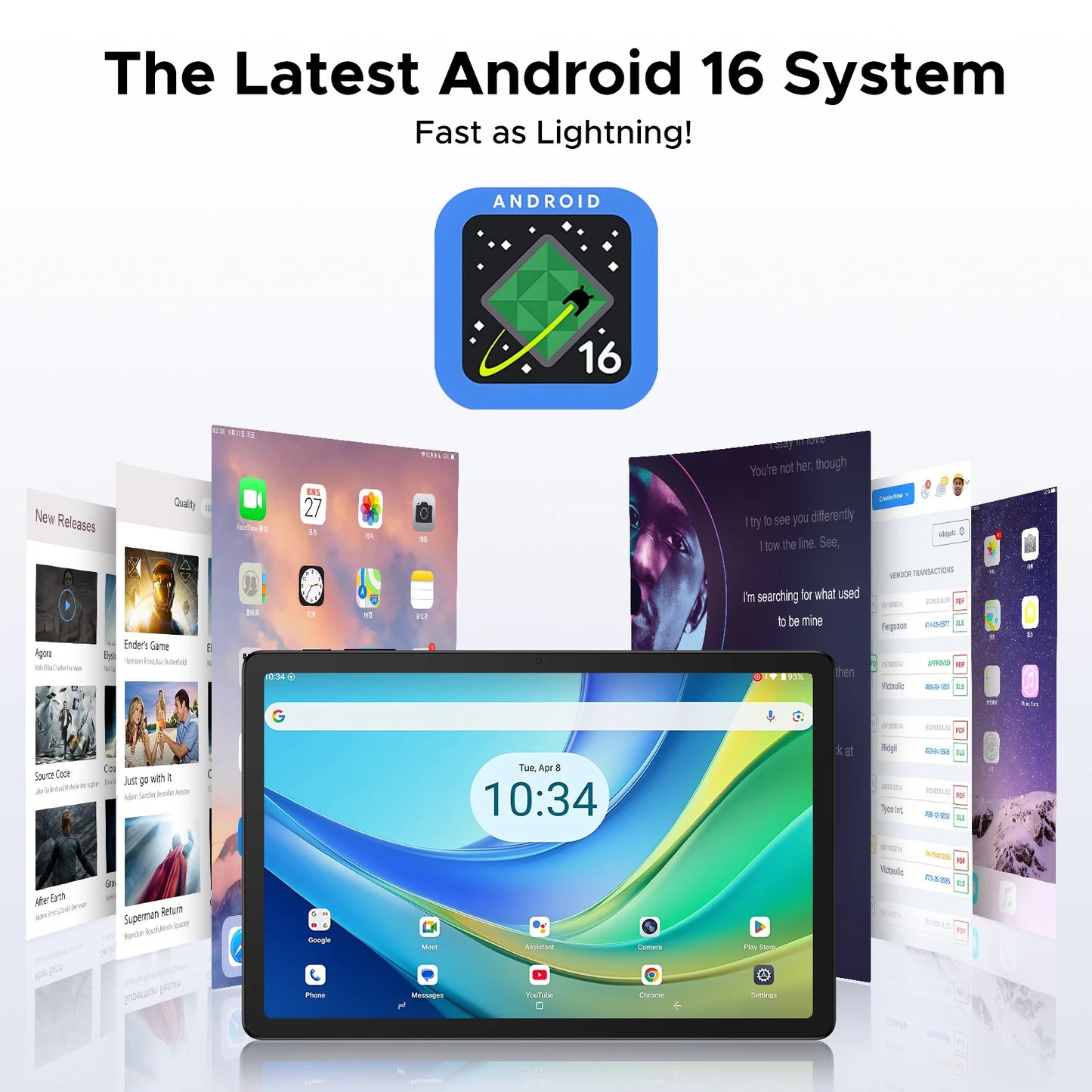 DOOGEE Tab G6+ Tablet 11 inch Android 16 Gemini Al FHD+ Display 8000mAh Battery 32GB+256GB Widevine L1 Dual Speakers Sim Pad PC