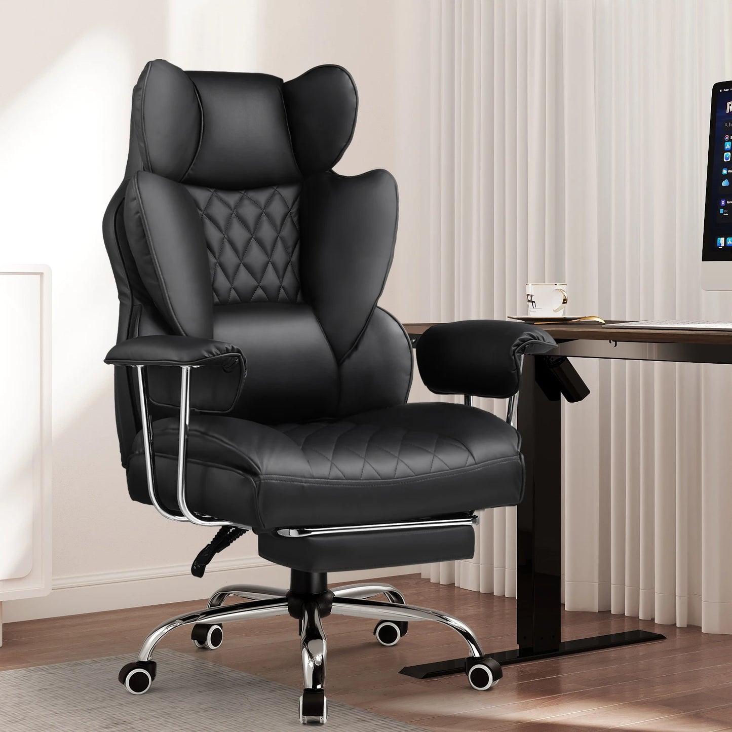 Comhoma Big and Tall Gaming Chair with Footrest and Lumbar Support