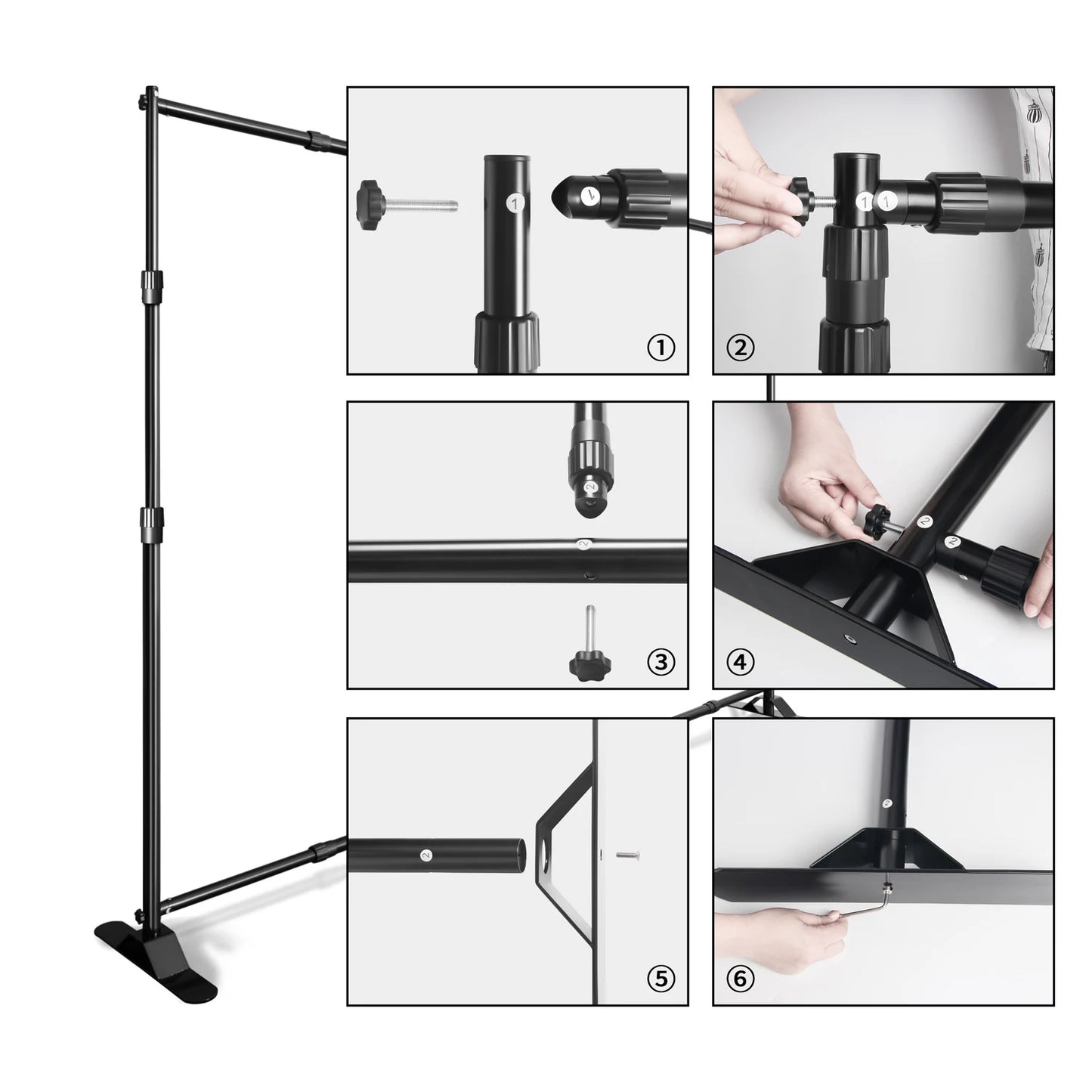 Adjustable Aluminum Double Crossbar Backdrop Stand for Studio Photography