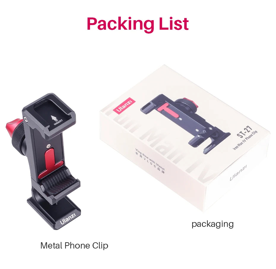 Ulanzi ST-27 Metal Vertical Phone Mount with Cold Shoe