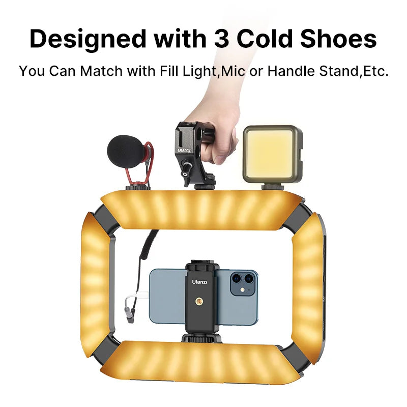 Ulanzi U200 Smartphone Video Rig LED Ring Light for Gopro Phone Camera Youtube Live Lamp with Cold Shoe For Mic Video Tripod