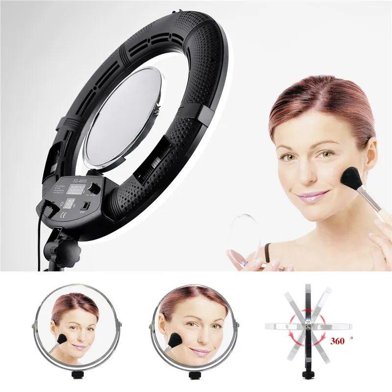 Yidoblo FD-480II LED Light Ring Kit Bi-color 96w Selfie Light Video Ring Light Lamp with Light Stand Bag Led Makeup Right CRI95+