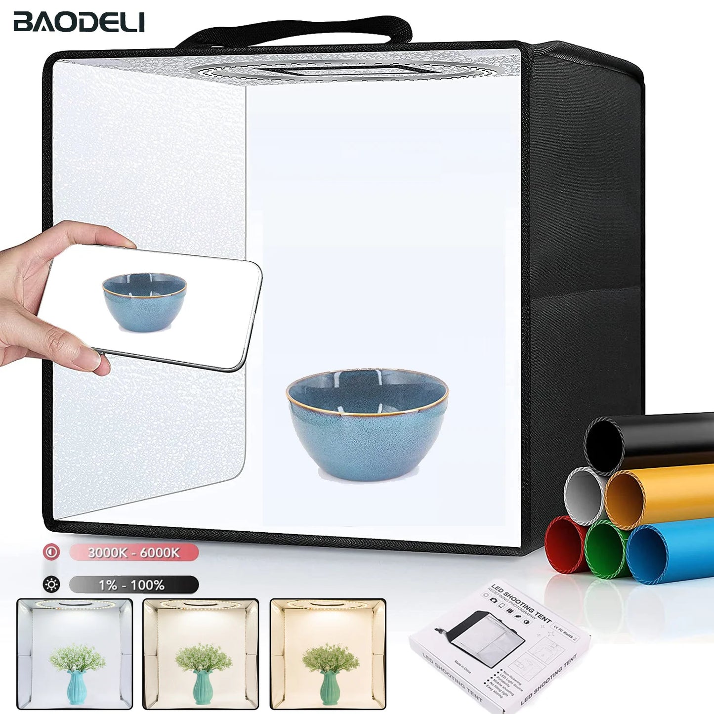 12" 30cm Folding Lightbox Portable Photography LED Photo Studio Shooting Tent Softbox Background Kit MINI Light Box DSLR Camera