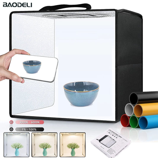 12" 30cm Folding Lightbox Portable Photography LED Photo Studio Shooting Tent Softbox Background Kit MINI Light Box DSLR Camera