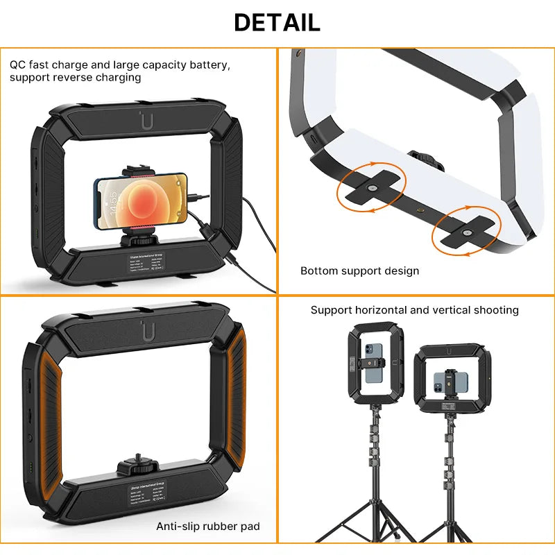 Ulanzi U200 Smartphone Video Rig LED Ring Light for Gopro Phone Camera Youtube Live Lamp with Cold Shoe For Mic Video Tripod