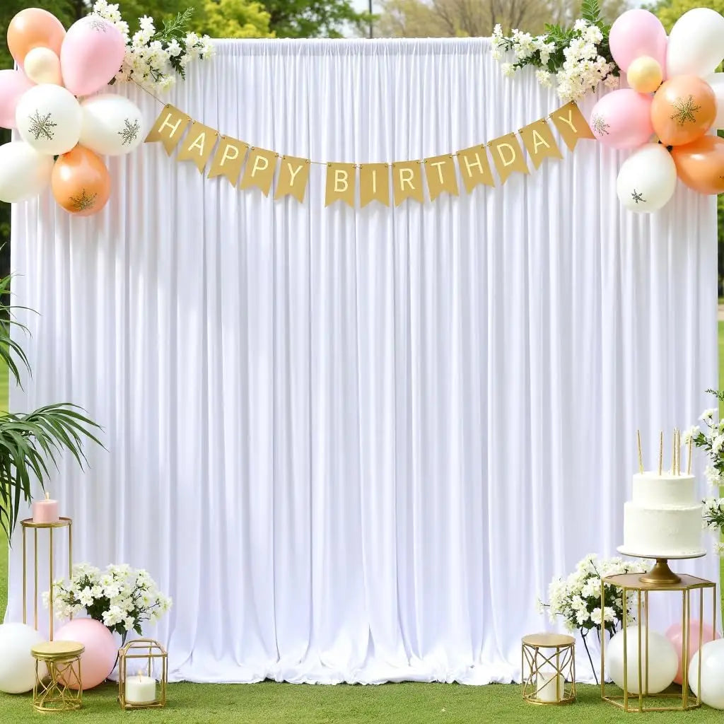 40×10 ft White Backdrop Curtain for Wedding Parties, 8 Panels 5ft x 10ft Height Photo Backdrop Drapes
