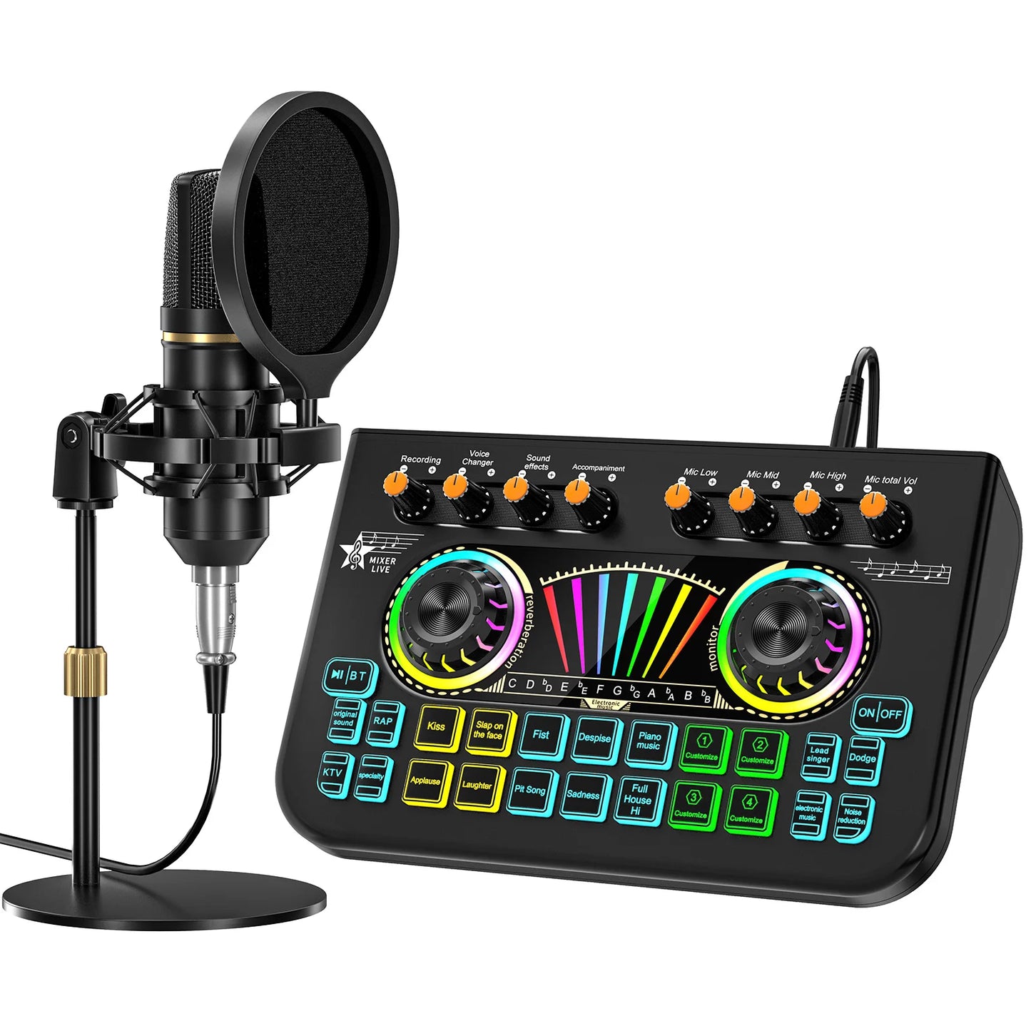 Podcast Equipment Bundle with 3.5mm Condenser Microphone forPc/Phone,Podcast Microphone Bundle with Live Sound Card Audio Mixer